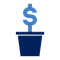 Icon of a dollar sign in a flower pot