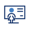 Icon of woman at computer screen