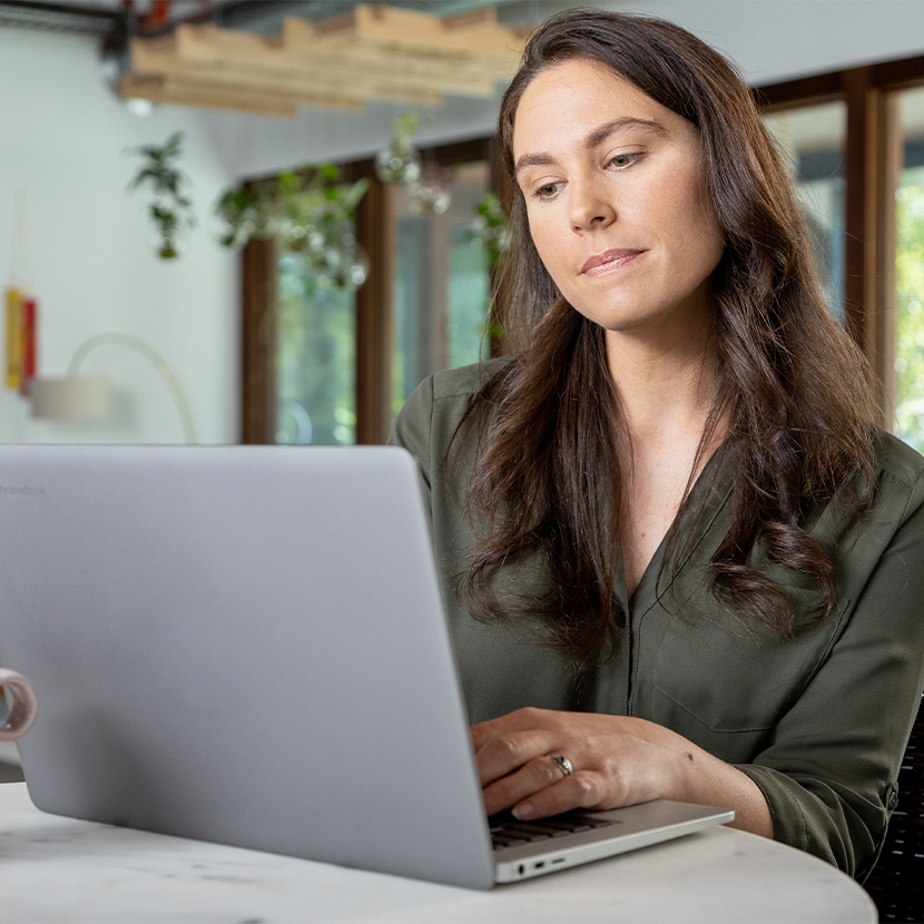 Woman using laptop