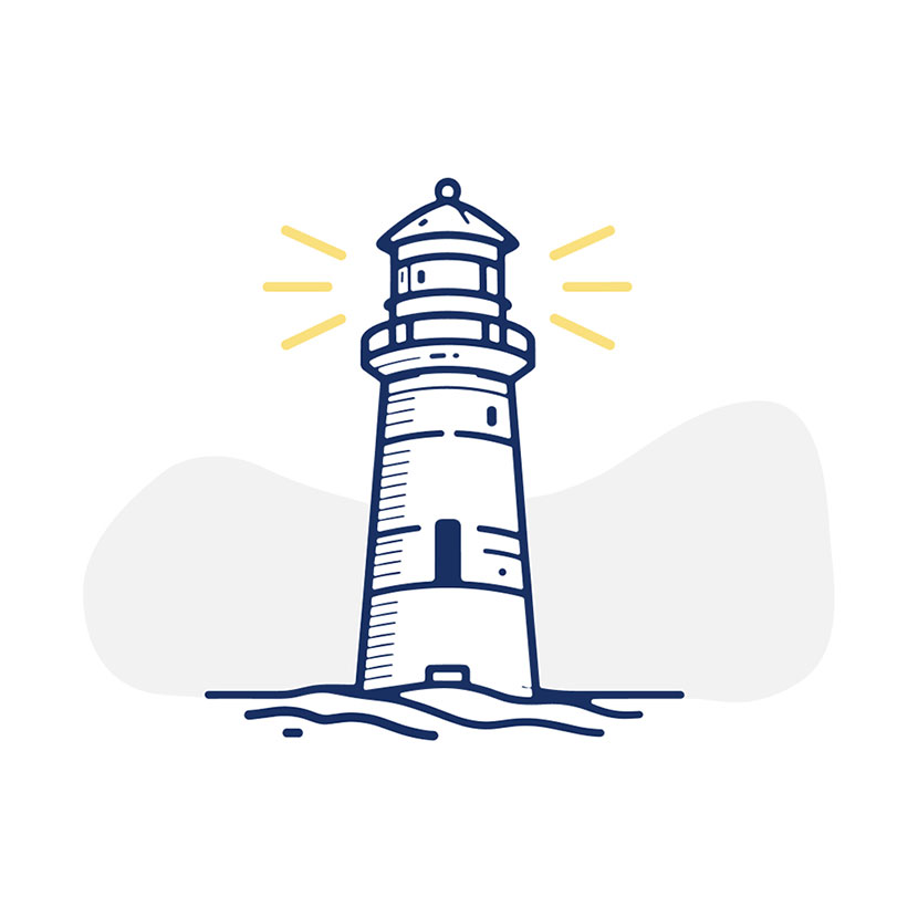 A drawing of a lighthouse to symbolize a trusted source of guidance as we navigate this difficult moment safely