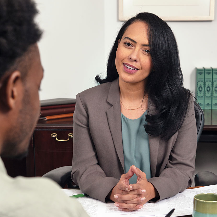 Two people in a business meeting