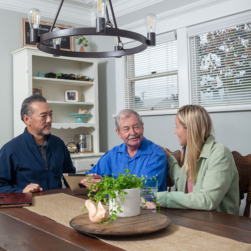 A family sitting at their dinner table