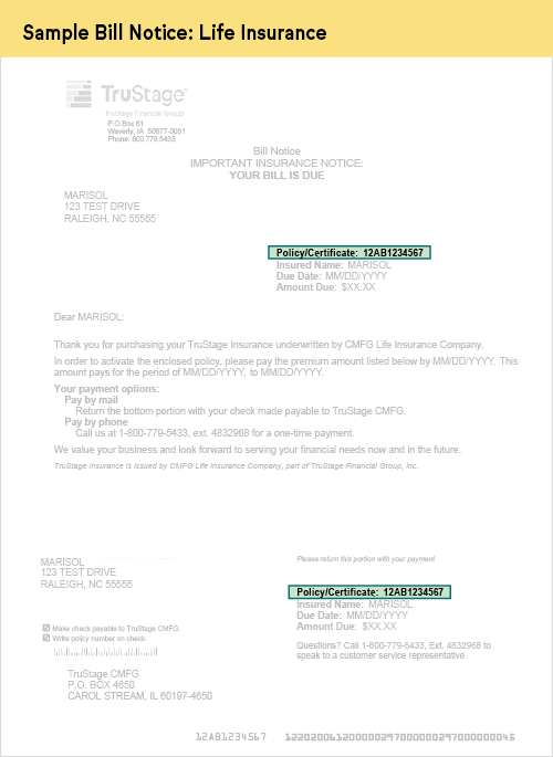 Life Bill Notice Sample