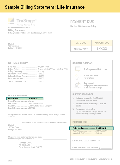 Life Billing Statement Sample